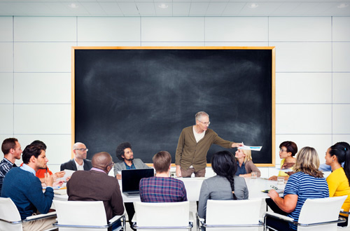 a classroom of people
